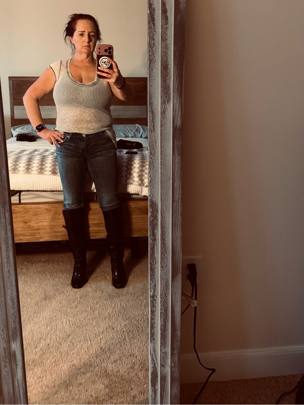 Free People Gray Ribbed V-Neck Tank